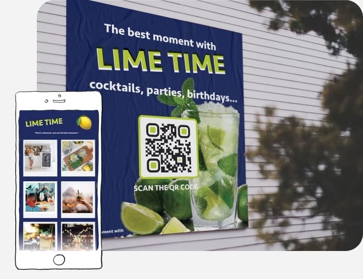 A Mobile Page QR Code with photo gallery of food to entice folks into your eatery